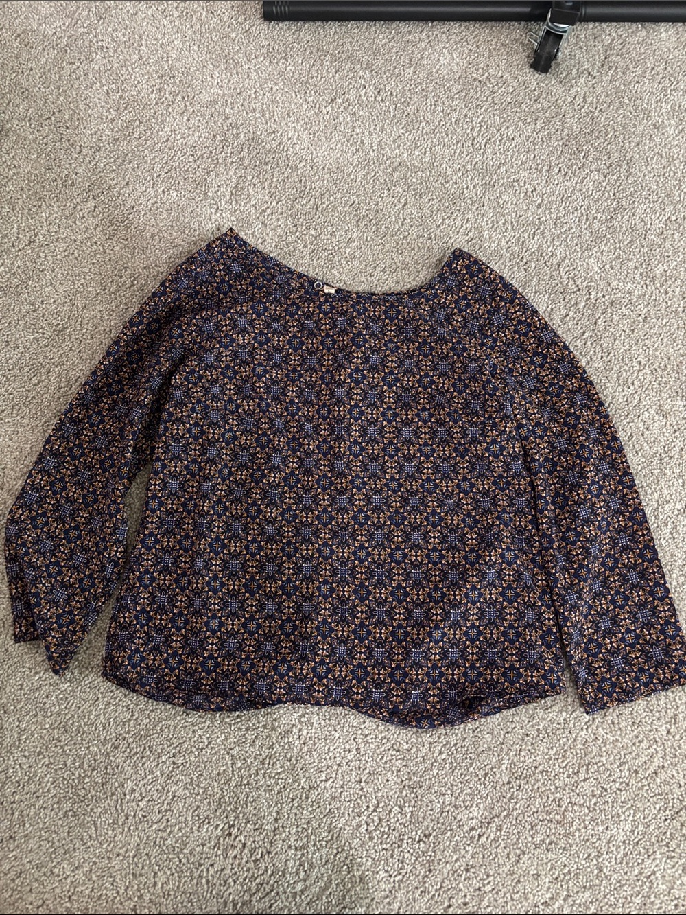 Madewell Navy and Rust Floral-Print Long-Sleeve Top